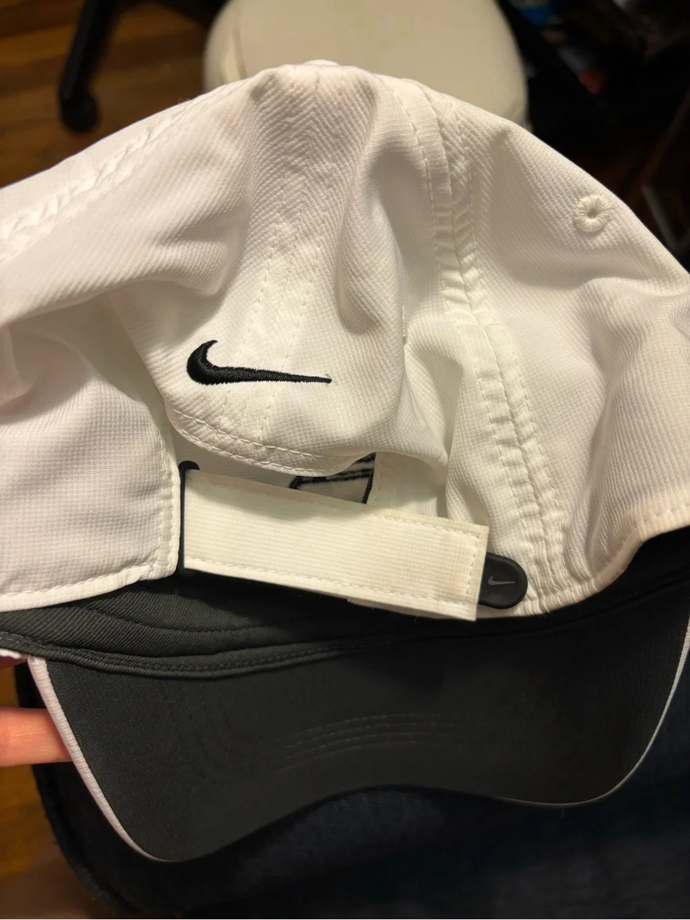 Nike White/Black Adjustable Solid Baseball Cap Hat One Size Unisex Adults